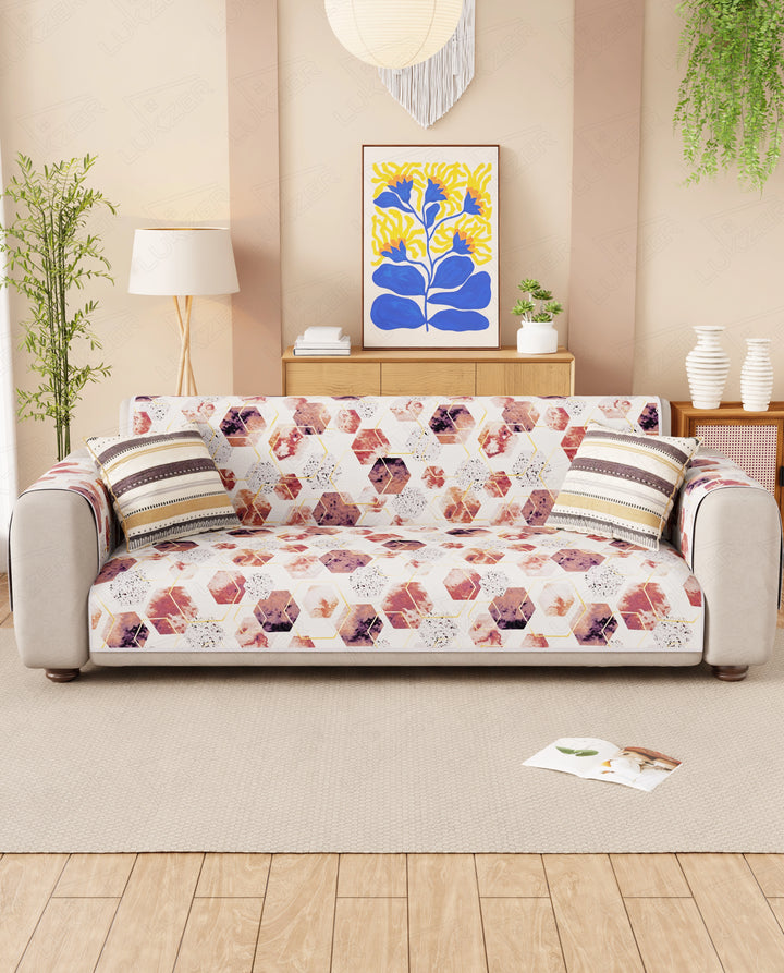 Lukzer Reversible Quilted Sofa Mat with Arms Marble Mesh (SC-204-01)
