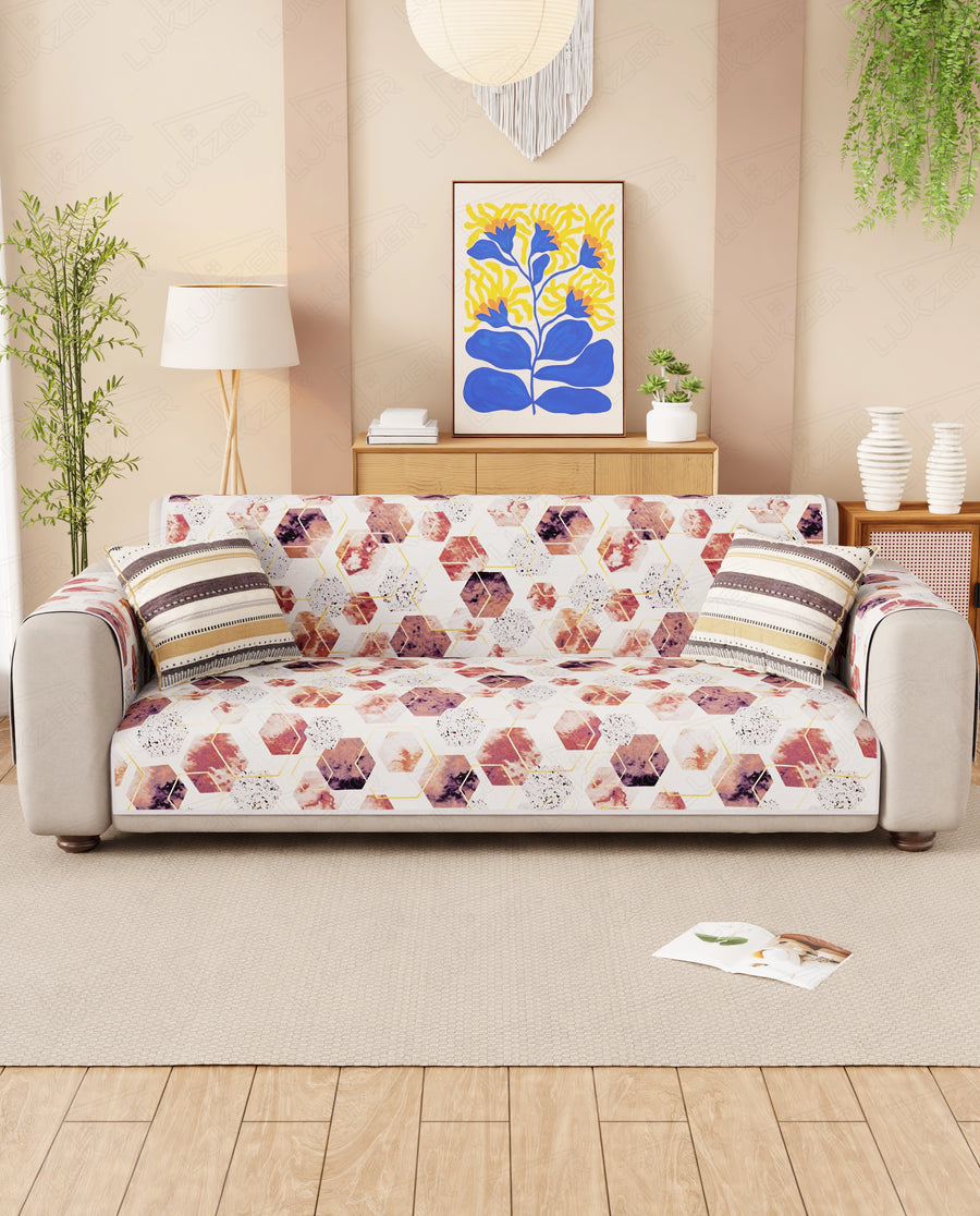 Lukzer Reversible Quilted Sofa Mat with Arms Marble Mesh (SC-204-01)
