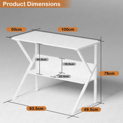 Lukzer Modern Engineered Wood Computer Desk with Bookshelf White Top & White Frame (MST-001)