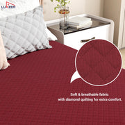 Lukzer Quilted Cotton Waterproof Mattress Protector  Maroon (MTP-QMAR-001)