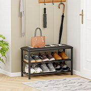 Lukzer 2-Layer Shoe Rack with Bench – Relax Printed Design, Sturdy Storage Organizer