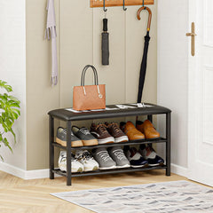 Lukzer 2-Layer Shoe Rack with Bench – Relax Printed Design, Sturdy Storage Organizer