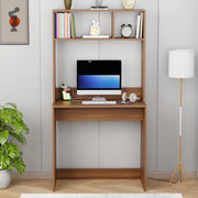 Lukzer Engineered Wood Study Desk with Built-in Bookshelf – ST-006 (White, Oak Brown)