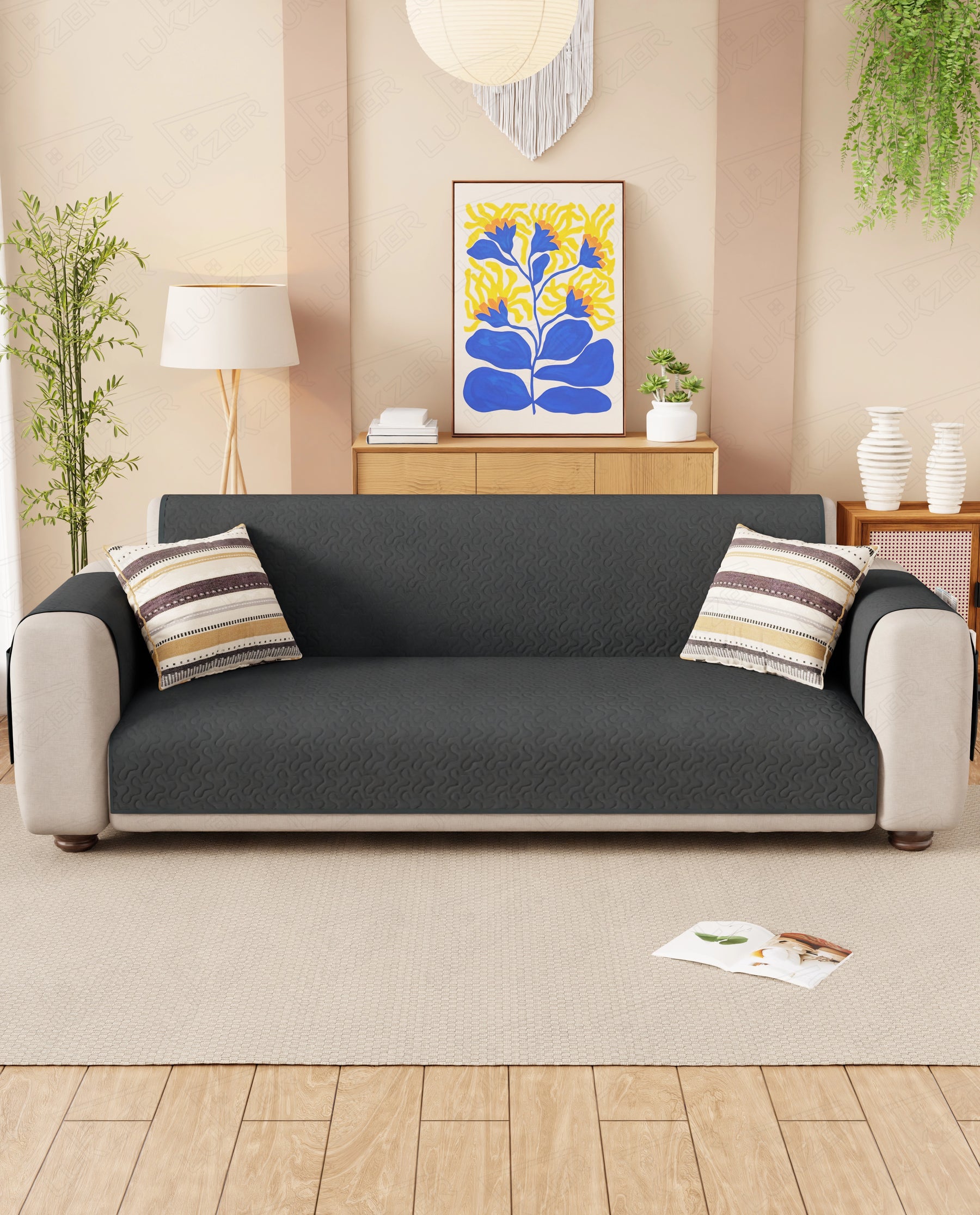 Lukzer Quilted Sofa Mat Stipple Grey (SC-208-01)