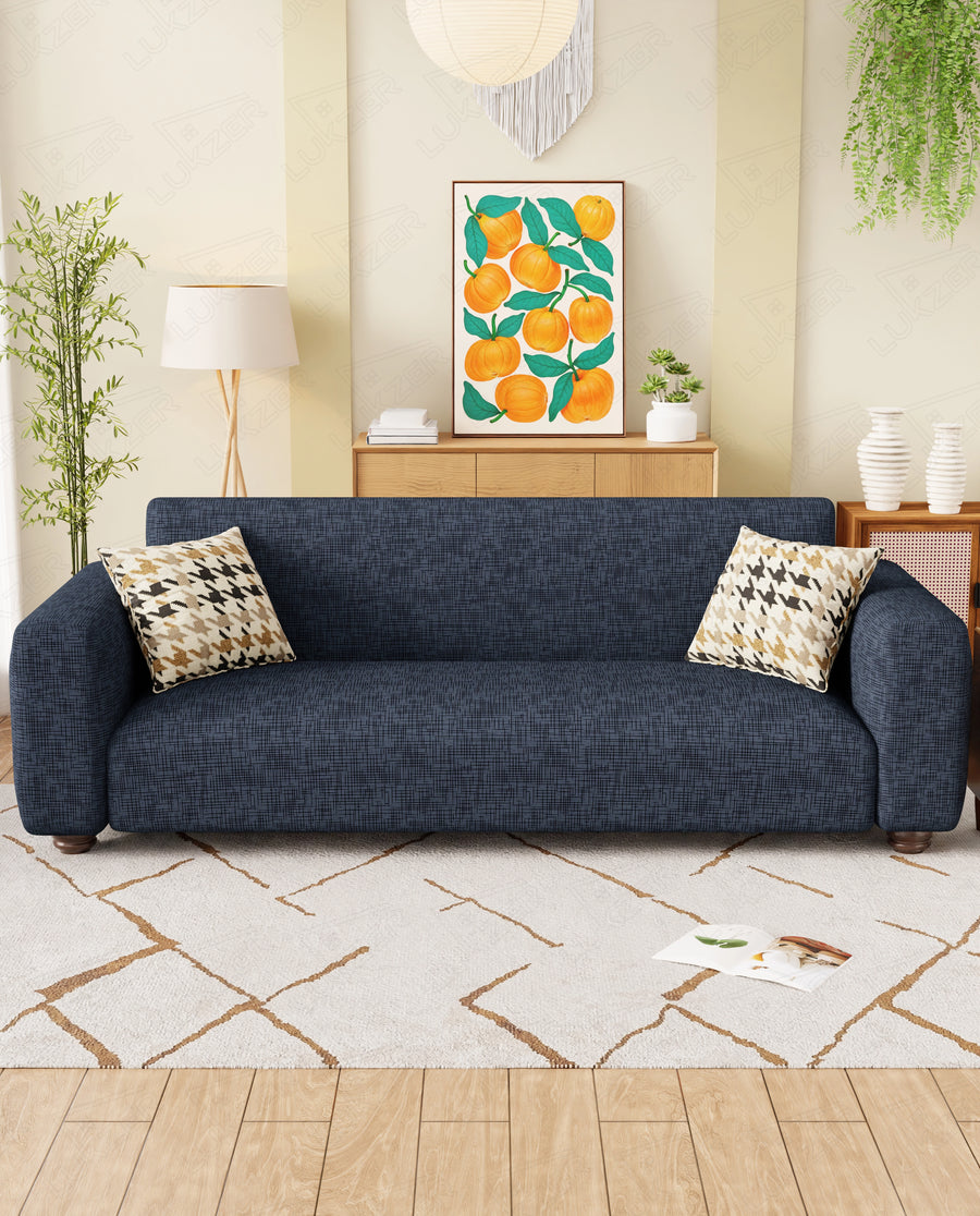 Lukzer Polyester Sofa Cover  Dark Blue Lining (SC-023-01)