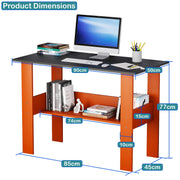 Lukzer Engineered Wood Modern Computer Desk with Bookshelf Study Table (ST-004/Lavamist)