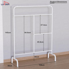 Lukzer Metal Garment Stand with Multi-Level Hanging Bars (MGS-005/White)