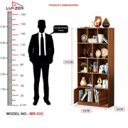Lukzer 12 Open Cube Bookcase with Push Latch Doors & 2 Bottom Shelf (MR-033/Oak Brown)