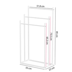 Lukzer Freestanding Sturdy Metal 3-Bar Towel Hanging Stand (MGS-007/White)