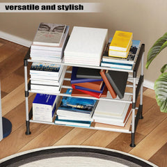 Lukzer Easy DIY Metal & Plastic Bookshelf/Storage Organizer – Black & Silver (3/4/5/6 Layers)