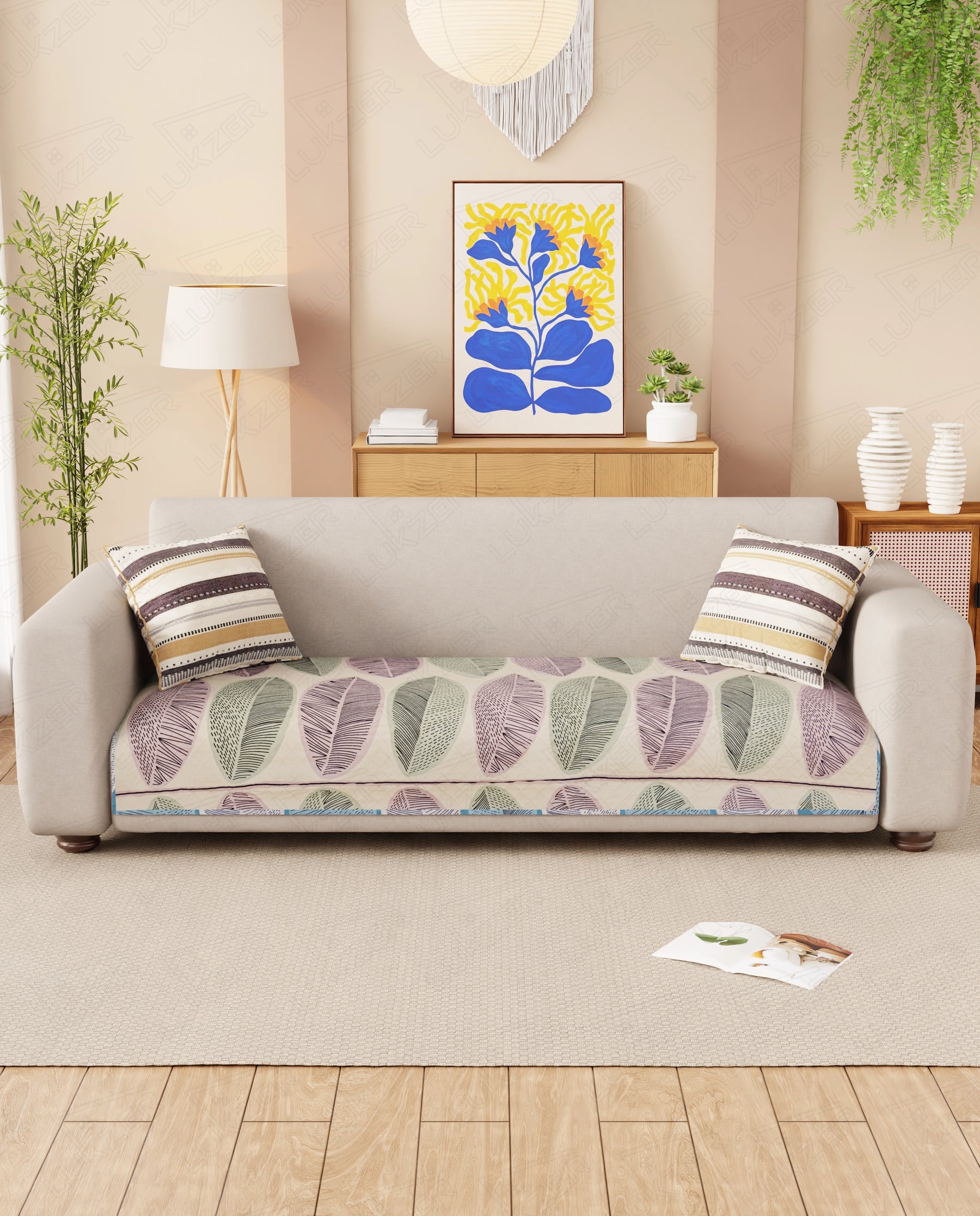 Lukzer Reversible Quilted Sofa Mat Ocean Breeze (SC-183-01)