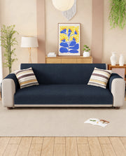 Lukzer Reversible Quilted Sofa Mat with Arms Dot Frame Blue (SC-211-01)