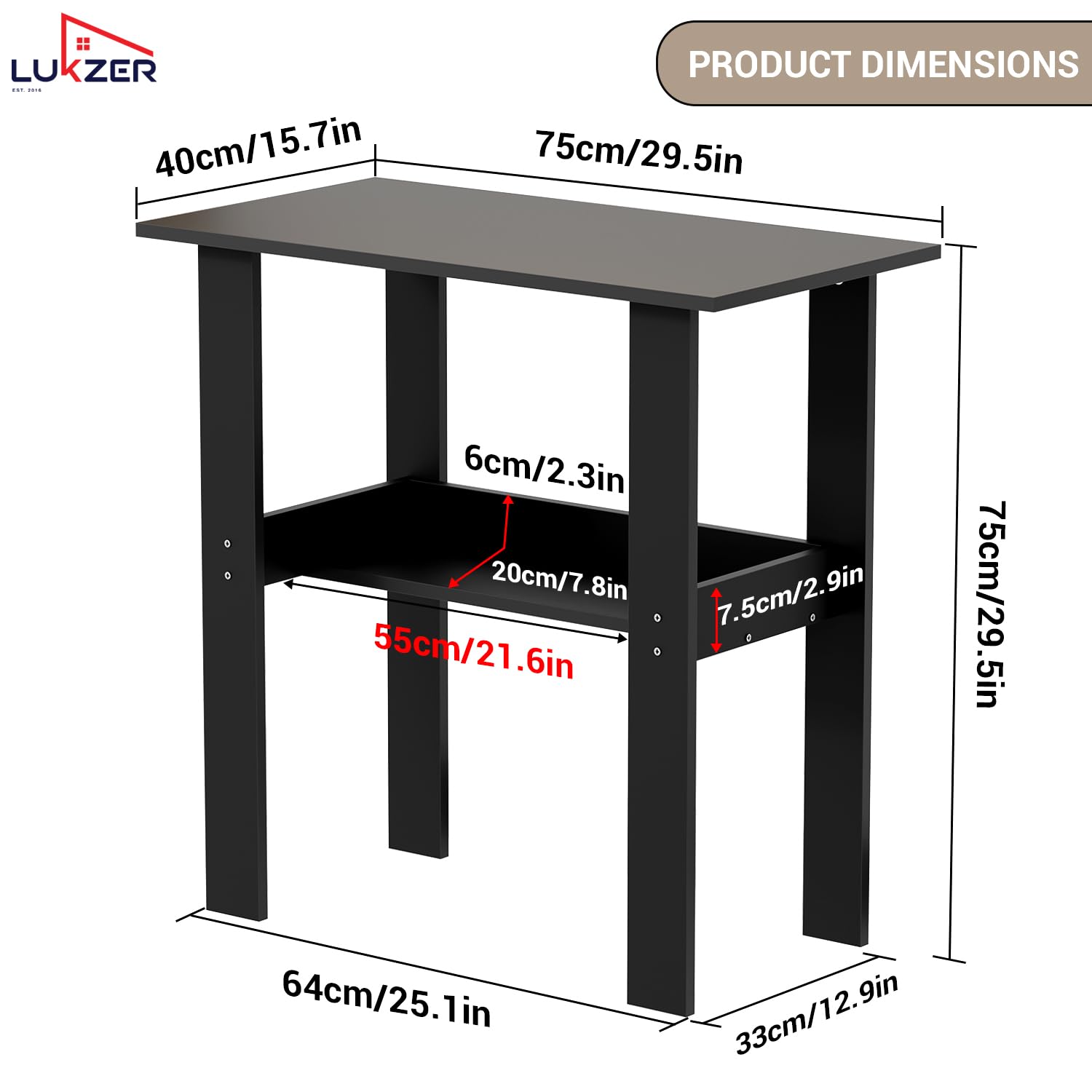 Lukzer Engineered Wood Kids Study Table with Open Shelf (ST-004S/Black)