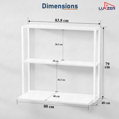 Lukzer Wall Mounted Study Table with Multipurpose Storage Shelves (MMR-007/White & White)