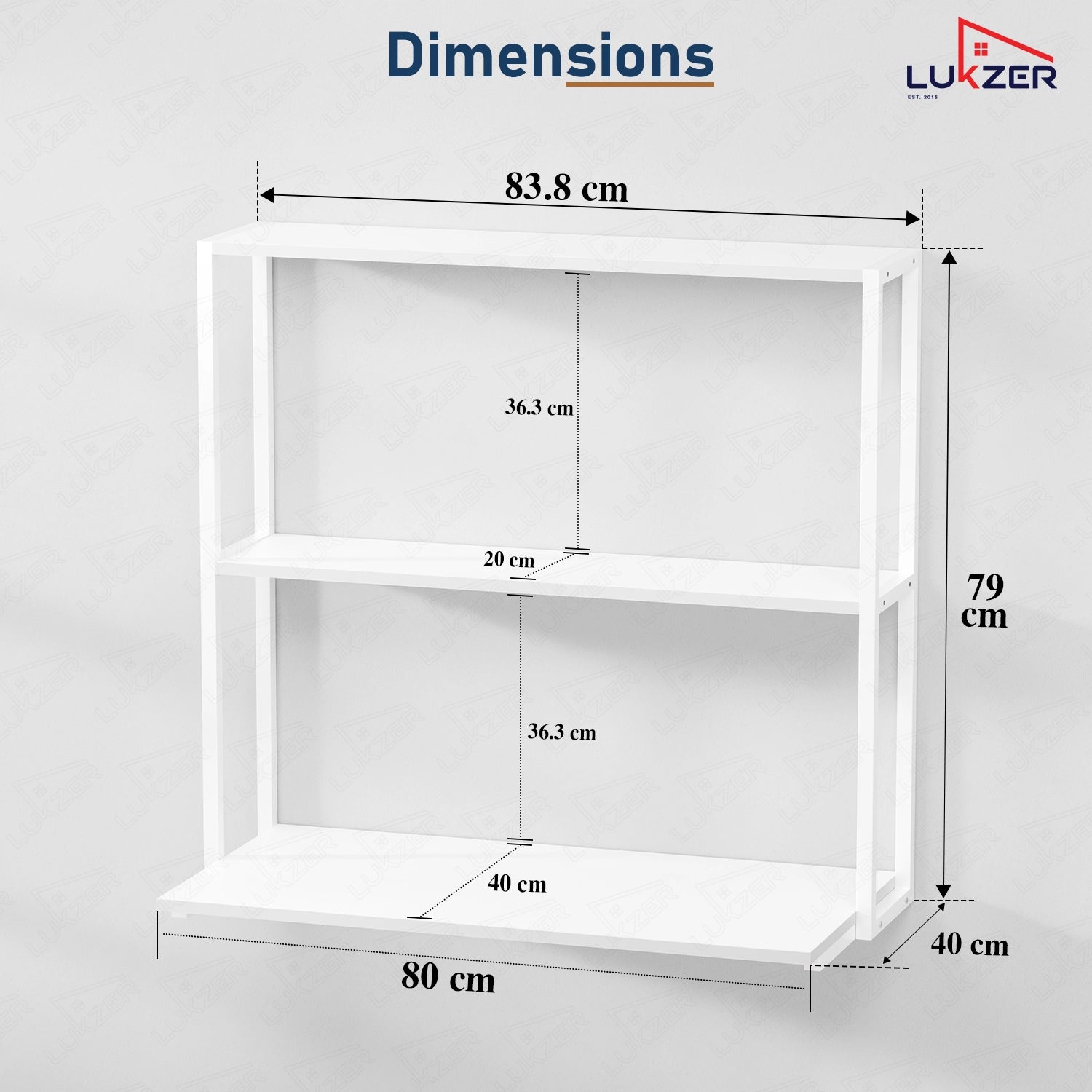 Lukzer Wall Mounted Study Table with Multipurpose Storage Shelves (MMR-007/White & White)