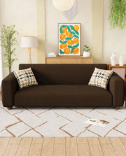 Lukzer Polyester Sofa Cover  Plain Brown (SC-031-01)