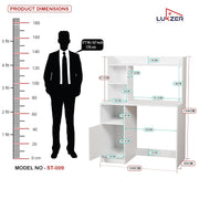 Lukzer Engineered Wood Office Desk & Study Table with Bookshelf & Cabinet (ST-009/White)