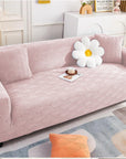 Jacquard Sofa Cover (Pastel Pink Leaf Trail)