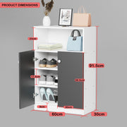 Lukzer 4-Tier Engineered Wood Shoe Organizer Rack Shelf with Door (SR-003/White)