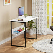 Lukzer Metal Frame Computer Desk – Engineered Wood Top (White Frame/Oak Brown Board, Black Frame/White Board) (Model: MST-005)