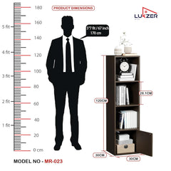 Lukzer 4 Layer Engineered Wood Storage Cabinet with Open Display Rack (MR-023/Wenge)