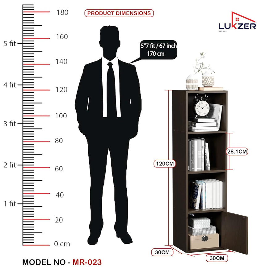 Lukzer 4 Layer Engineered Wood Storage Cabinet with Open Display Rack (MR-023/Wenge)