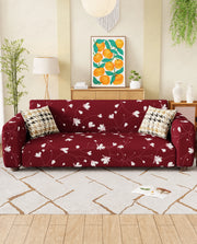 Lukzer Polyester Sofa Cover Maroon Flower (SC-009-01)
