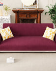 Lukzer Quilted Velvet Sofa Mat | 200 GSM Soft Washable & Removable Couch Protector | Anti-Slip Elastic Strap Cover for Living Room, Pet & Spill Protection
