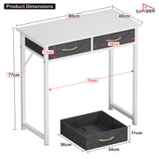 Lukzer Metal Frame & Engineered Wood Office & Study Computer Desk with Drawer (STM-006/White & White)