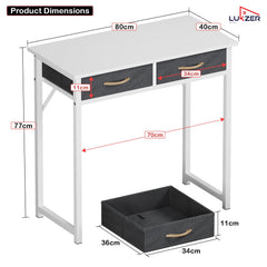 Lukzer Metal Frame & Engineered Wood Office & Study Computer Desk with Drawer (STM-006/White & White)