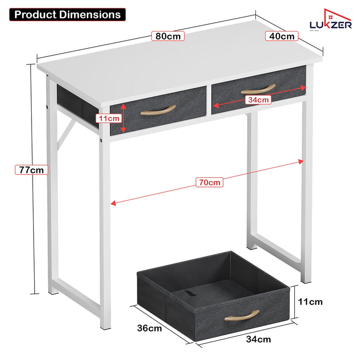 Lukzer Metal Frame & Engineered Wood Office & Study Computer Desk with Drawer (STM-006/White & White)