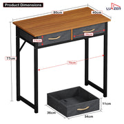 Lukzer Metal Frame & Engineered Wood Office & Study Computer Desk with Drawer (STM-006/Black & Oak Brown)