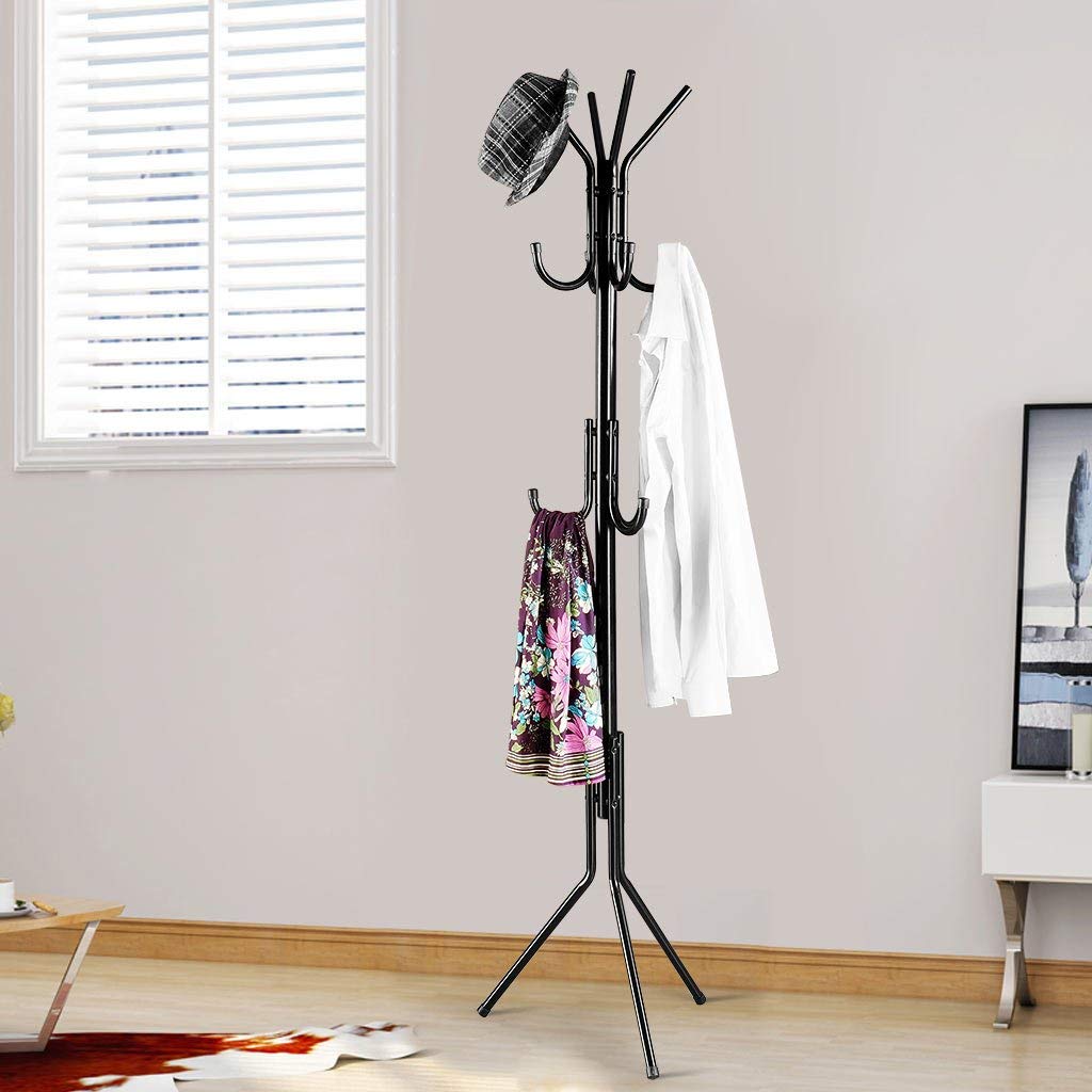 Lukzer 8-Hook Freestanding Metal Coat Stand – Stylish & Durable (Blue/White/Black, 170x42cm