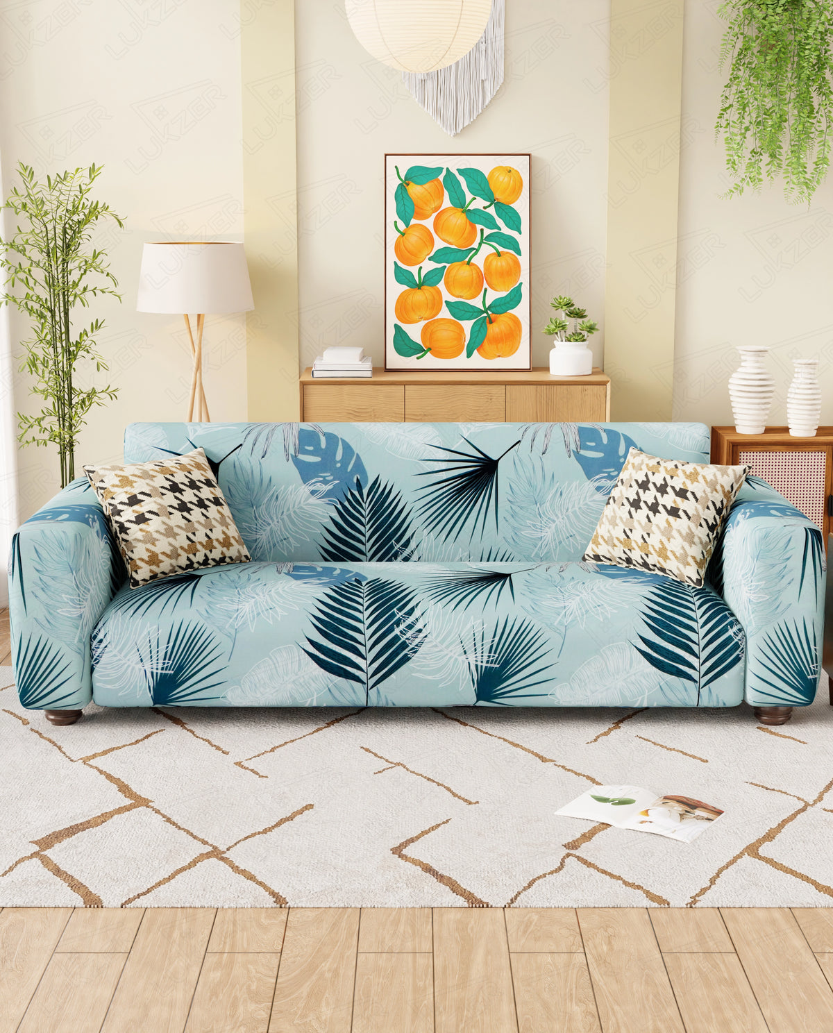 Lukzer Polyester Sofa Cover Light Blue (SC-008-01)