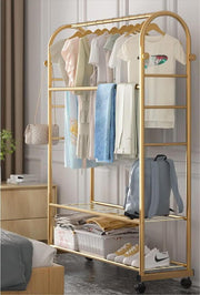 Lukzer Multifunctional Metal Garment Rack – A-Shape, 35x120x168cm (Gold/Black/White)