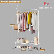 Lukzer Metal Garment Rack with Wheels & 1 Bottom Storage Shelf (MGR-005/White)