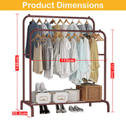 Lukzer Metal Cloth Stand with 2 Hanging Rods & Storage Shelf (MGS-002/Rose Gold)