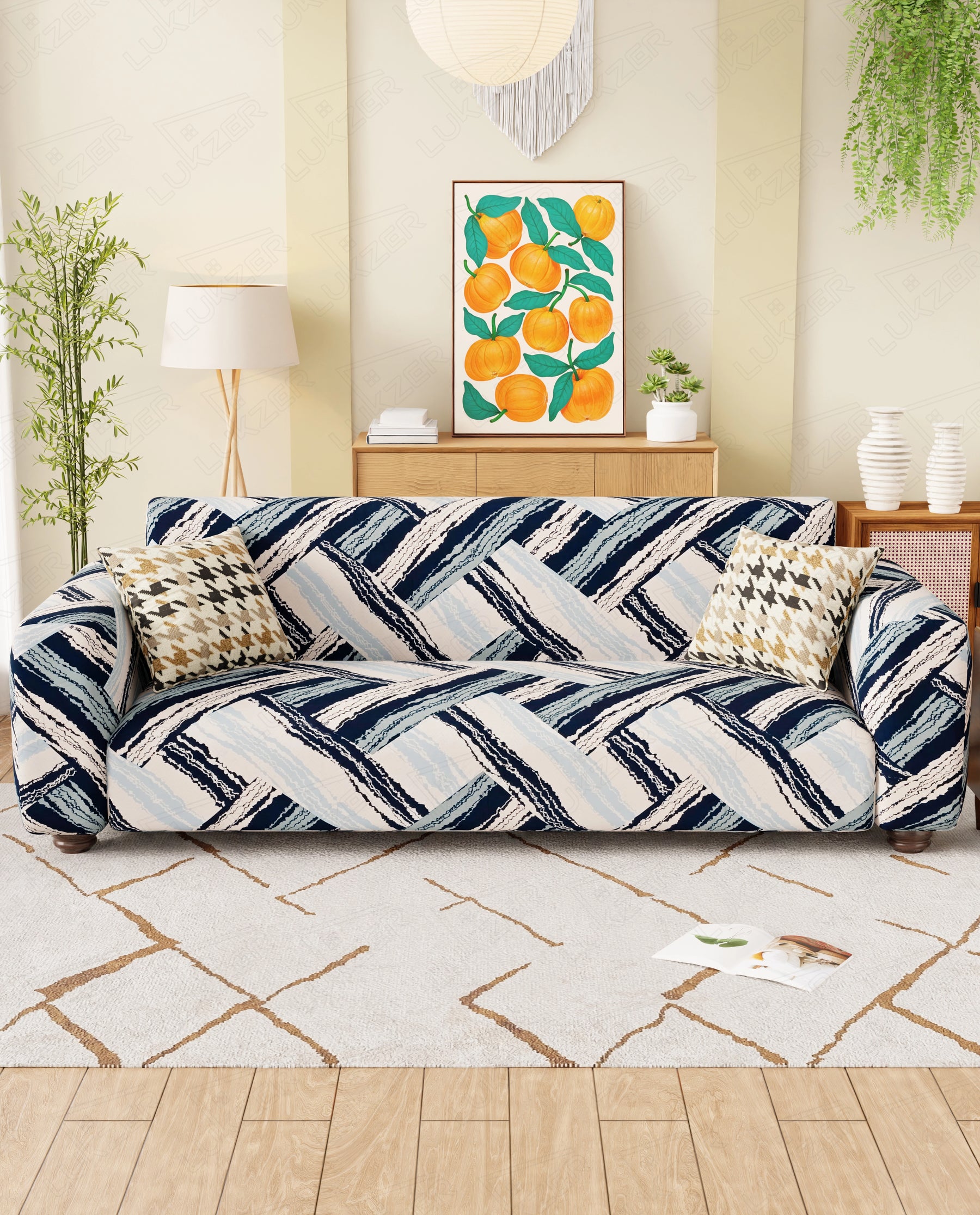 Lukzer Polyester Sofa Cover Blue Weave (SC-050-01)