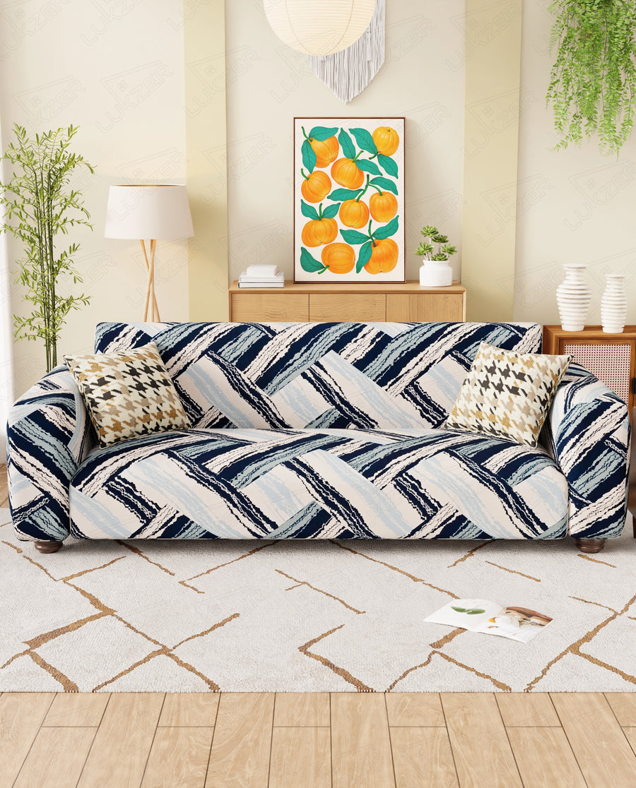Lukzer Polyester Sofa Cover Blue Weave (SC-050-01)