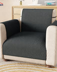 Lukzer Quilted Stipple Blue Sofa Cover Mat with Storage Side Pocket | 350 GSM Polyester Blend Full Coverage with Arms & Back Belt | Machine Washable Sofa Runner.