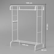 Lukzer Multifunctional Metal Garment Stand with Bottom Shelf (MGS-004/White)