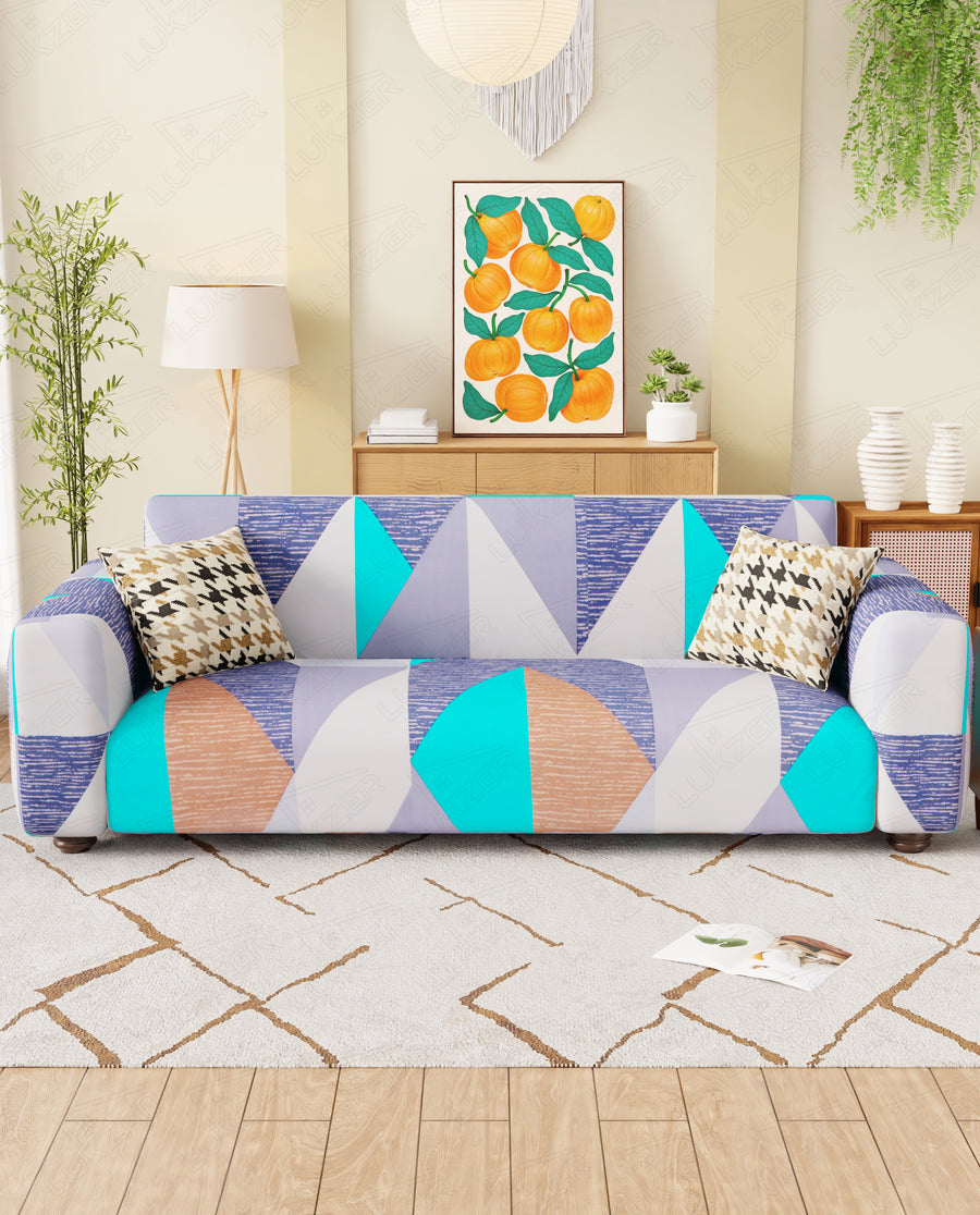 Lukzer Polyester Sofa Cover - Prism Light Blue (SC-046-01)