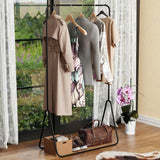 Lukzer Minimalist Single Rod Garment Stand with Coat Hanger – Modern Look (Black/White, 150x81.5x41.5cm)