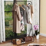 Lukzer Minimalist Single Rod Garment Stand with Coat Hanger – Modern Look (Black/White, 150x81.5x41.5cm)