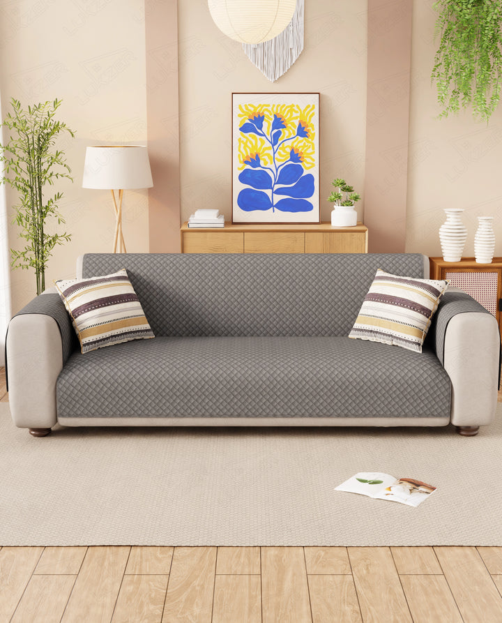 Lukzer Quilted Velvet Sofa Mat Silver Dust (SC-196-01)