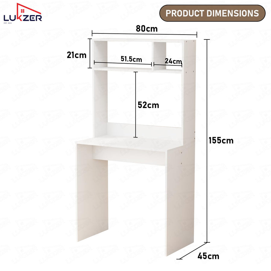 Lukzer Engineered Wood Computer Desk Study Table with Bookshelf Study Table (ST-006/White)