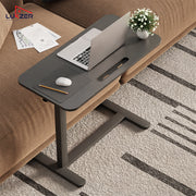 Lukzer Modern Adjustable Overbed Study Table with Wheels (MST-002/Black & Black)