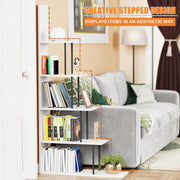 Lukzer L-Shaped Multipurpose Bookshelf & Open Display Rack – Metal Frame & Engineered Wood Shelves (Oak, Brown, White) | MRM-015