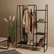 Metal Clothes Rack - Multi-Purpose Portable Garment Organizer Stand 5+1 Layer Rail with Storage Rack (A-Style/150x100x39.5cm)