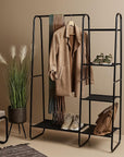 Metal Clothes Rack - Multi-Purpose Portable Garment Organizer Stand 5+1 Layer Rail with Storage Rack (A-Style/150x100x39.5cm)
